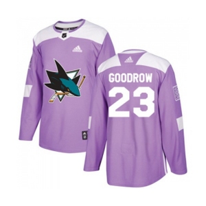 Youth Adidas San Jose Sharks #23 Barclay Goodrow Authentic Purple Fights Cancer Practice NHL Jersey