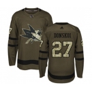 Youth Adidas San Jose Sharks #27 Joonas Donskoi Authentic Green Salute to Service NHL Jersey