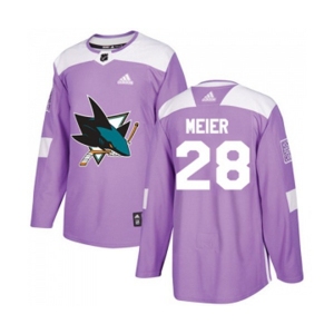 Youth Adidas San Jose Sharks #28 Timo Meier Authentic Purple Fights Cancer Practice NHL Jersey