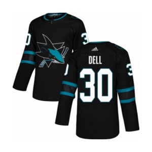 Youth Adidas San Jose Sharks #30 Aaron Dell Authentic Black Alternate NHL Jersey