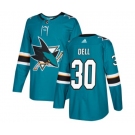 Youth Adidas San Jose Sharks #30 Aaron Dell Authentic Teal Green Home NHL Jersey