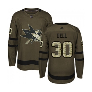 Youth Adidas San Jose Sharks #30 Aaron Dell Premier Green Salute to Service NHL Jersey