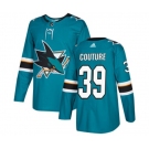 Youth Adidas San Jose Sharks #39 Logan Couture Premier Teal Green Home NHL Jersey