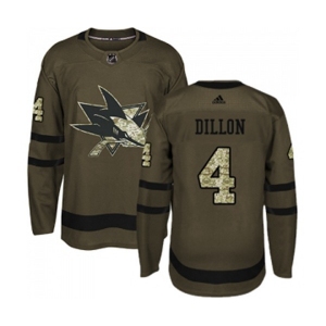 Youth Adidas San Jose Sharks #4 Brenden Dillon Authentic Green Salute to Service NHL Jersey