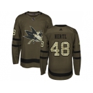 Youth Adidas San Jose Sharks #48 Tomas Hertl Green Salute to Service Stitched NHL Jersey