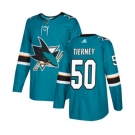 Youth Adidas San Jose Sharks #50 Chris Tierney Authentic Teal Green Home NHL Jersey