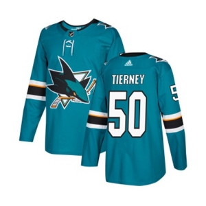 Youth Adidas San Jose Sharks #50 Chris Tierney Authentic Teal Green Home NHL Jersey