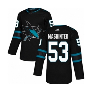 Youth Adidas San Jose Sharks #53 Brandon Mashinter Premier Black Alternate NHL Jersey