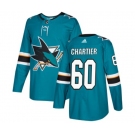 Youth Adidas San Jose Sharks #60 Rourke Chartier Authentic Teal Green Home NHL Jersey