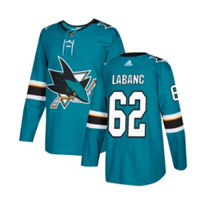 Youth Adidas San Jose Sharks #62 Kevin Labanc Authentic Teal Green Home NHL Jersey