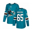 Youth Adidas San Jose Sharks #65 Erik Karlsson Authentic Teal Green Home NHL Jersey