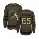 Youth Adidas San Jose Sharks #65 Erik Karlsson Premier Green Salute to Service NHL Jersey
