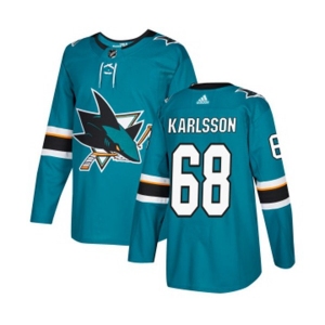 Youth Adidas San Jose Sharks #68 Melker Karlsson Authentic Teal Green Home NHL Jersey