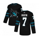Youth Adidas San Jose Sharks #7 Paul Martin Authentic Black Alternate NHL Jersey