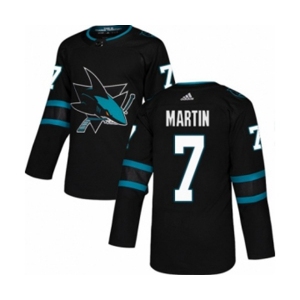 Youth Adidas San Jose Sharks #7 Paul Martin Authentic Black Alternate NHL Jersey