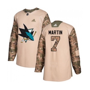 Youth Adidas San Jose Sharks #7 Paul Martin Authentic Camo Veterans Day Practice NHL Jersey