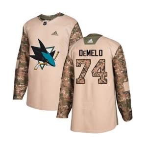 Youth Adidas San Jose Sharks #74 Dylan DeMelo Authentic Camo Veterans Day Practice NHL Jersey
