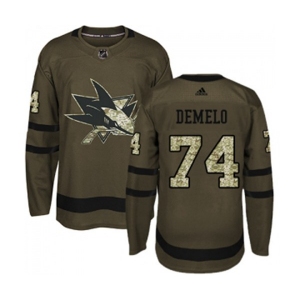 Youth Adidas San Jose Sharks #74 Dylan DeMelo Authentic Green Salute to Service NHL Jersey
