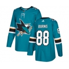 Youth Adidas San Jose Sharks #88 Brent Burns Authentic Teal Green Home NHL Jersey