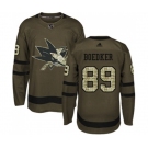 Youth Adidas San Jose Sharks #89 Mikkel Boedker Authentic Green Salute to Service NHL Jersey