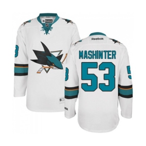 Youth Reebok San Jose Sharks #53 Brandon Mashinter Authentic White Away NHL Jersey