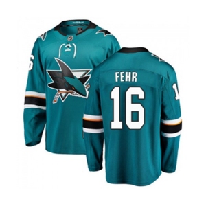 Youth San Jose Sharks #16 Eric Fehr Fanatics Branded Teal Green Home Breakaway NHL Jersey