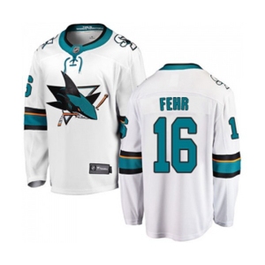 Youth San Jose Sharks #16 Eric Fehr Fanatics Branded White Away Breakaway NHL Jersey
