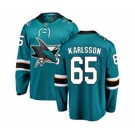 Youth San Jose Sharks #65 Erik Karlsson Fanatics Branded Teal Green Home Breakaway NHL Jersey
