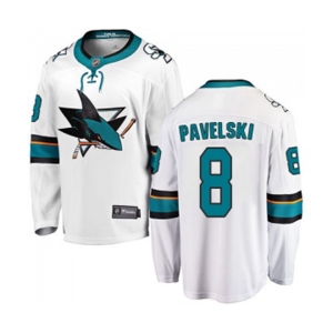 Youth San Jose Sharks #8 Joe Pavelski Fanatics Branded White Away Breakaway NHL Jersey