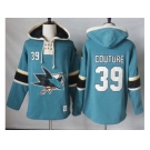 Men's San Jose Sharks #39 Logan Couture Teal Pullover Hoodie Stitched NHL Jersey