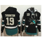 San Jose Sharks #19 Joe Thornton Black Name & Number Pullover NHL Hoodie