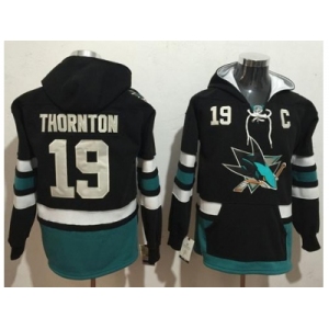 San Jose Sharks #19 Joe Thornton Black Name & Number Pullover NHL Hoodie