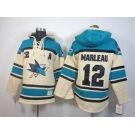 nhl jerseys san jose sharks #12 marleau green-cream[pullover hooded sweatshirt][patch A]