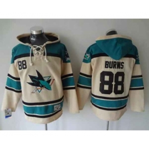 nhl jerseys san jose sharks #88 burns cream-blue[pullover hooded sweatshirt]