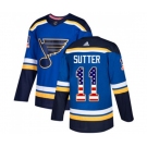 Adidas St. Louis Blues #11 Brian Sutter Authentic Blue USA Flag Fashion NHL Jersey