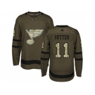 Adidas St. Louis Blues #11 Brian Sutter Green Salute to Service Stitched NHL Jersey