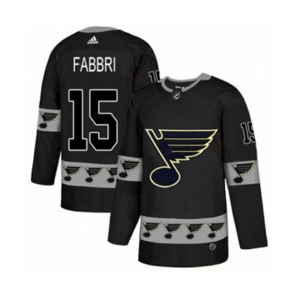 Adidas St. Louis Blues #15 Robby Fabbri Authentic Black Team Logo Fashion NHL Jersey