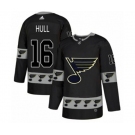 Adidas St. Louis Blues #16 Brett Hull Authentic Black Team Logo Fashion NHL Jersey