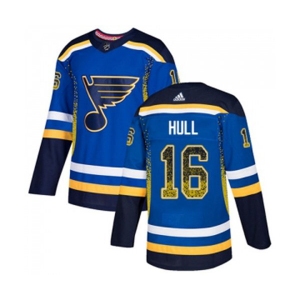 Adidas St. Louis Blues #16 Brett Hull Authentic Blue Drift Fashion NHL Jersey