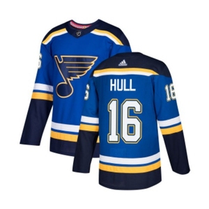 Adidas St. Louis Blues #16 Brett Hull Authentic Royal Blue Home NHL Jersey