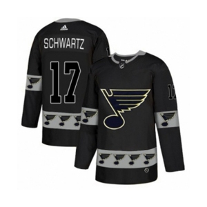 Adidas St. Louis Blues #17 Jaden Schwartz Authentic Black Team Logo Fashion NHL Jersey