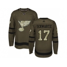 Adidas St. Louis Blues #17 Jaden Schwartz Green Salute to Service Stitched NHL Jersey