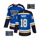 Adidas St. Louis Blues #18 Tony Twist Authentic Royal Blue Fashion Gold NHL Jersey