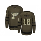 Adidas St. Louis Blues #18 Tony Twist Green Salute to Service Stitched NHL Jersey