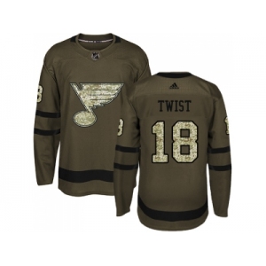 Adidas St. Louis Blues #18 Tony Twist Green Salute to Service Stitched NHL Jersey