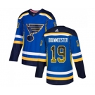 Adidas St. Louis Blues #19 Jay Bouwmeester Authentic Blue Drift Fashion NHL Jersey