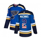 Adidas St. Louis Blues #2 Al Macinnis Authentic Blue USA Flag Fashion NHL Jersey