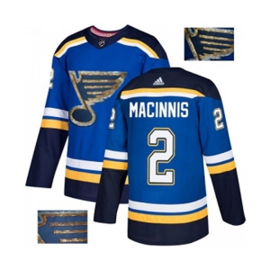 Adidas St. Louis Blues #2 Al Macinnis Authentic Royal Blue Fashion Gold NHL Jersey