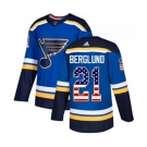 Adidas St. Louis Blues #21 Patrik Berglund Authentic Blue USA Flag Fashion NHL Jersey