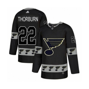 Adidas St. Louis Blues #22 Chris Thorburn Authentic Black Team Logo Fashion NHL Jersey